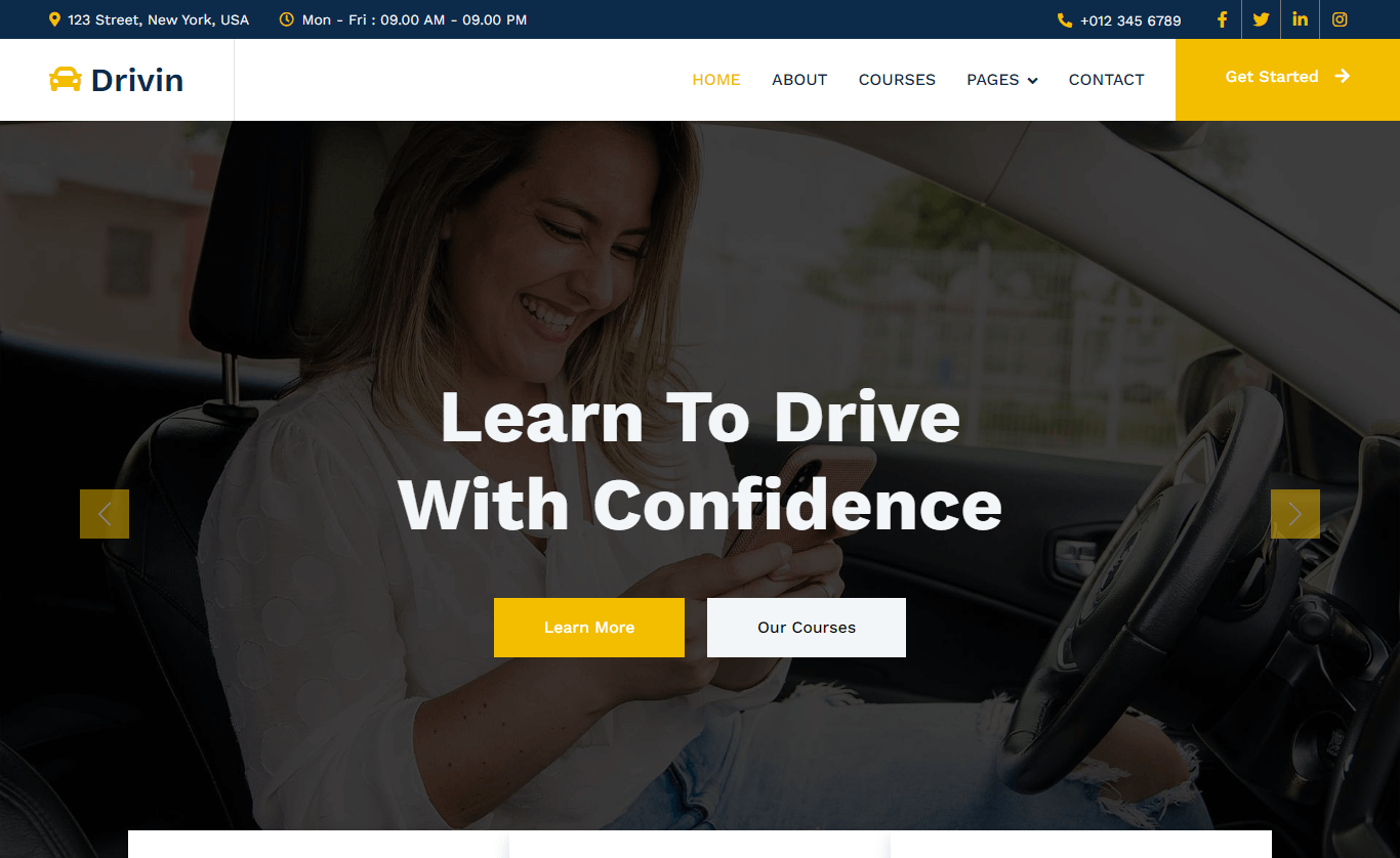 Free Bootstrap 5 Driving School Website Template