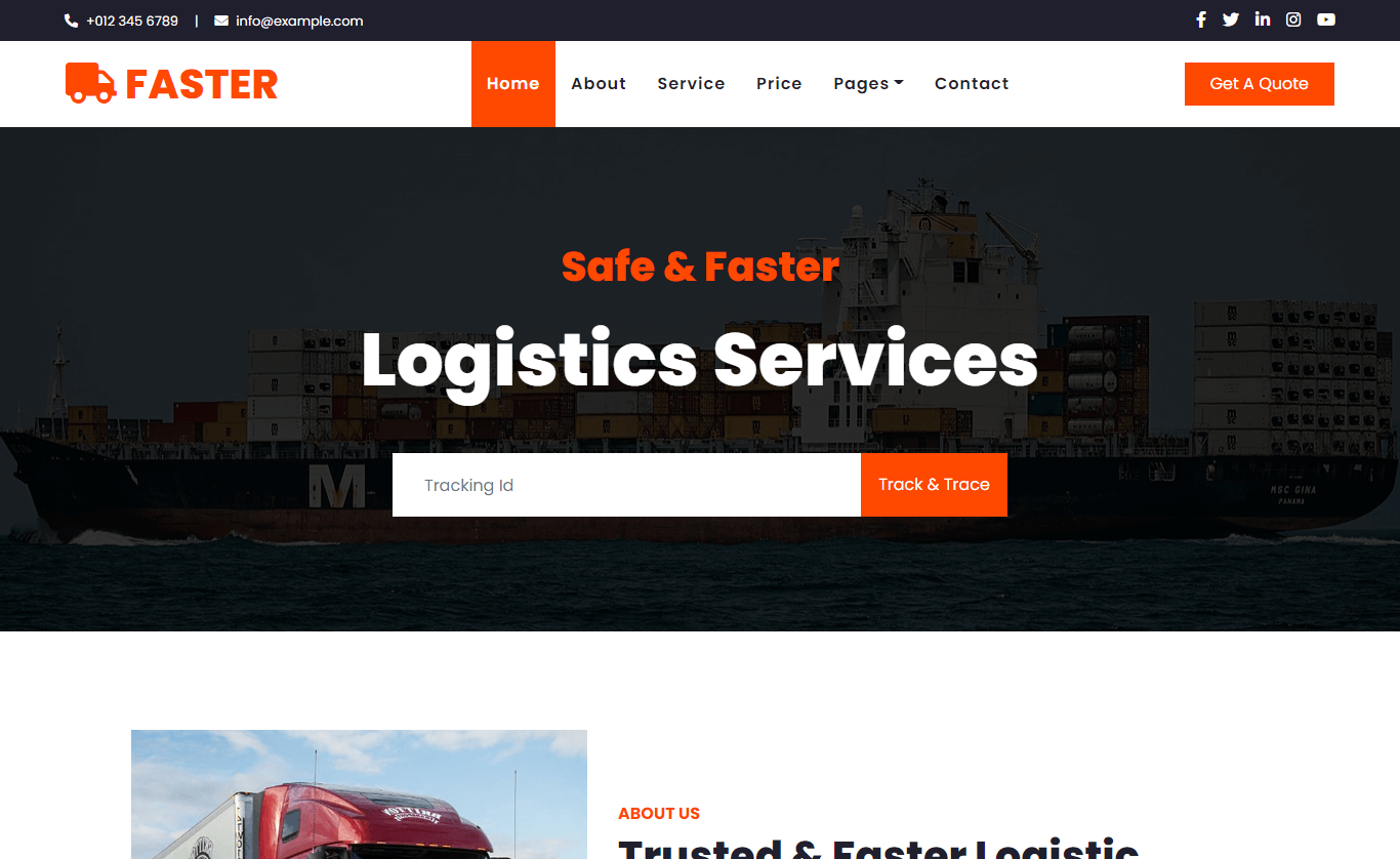 Free Responsive bootstrap 4 Logistics Company Website Template