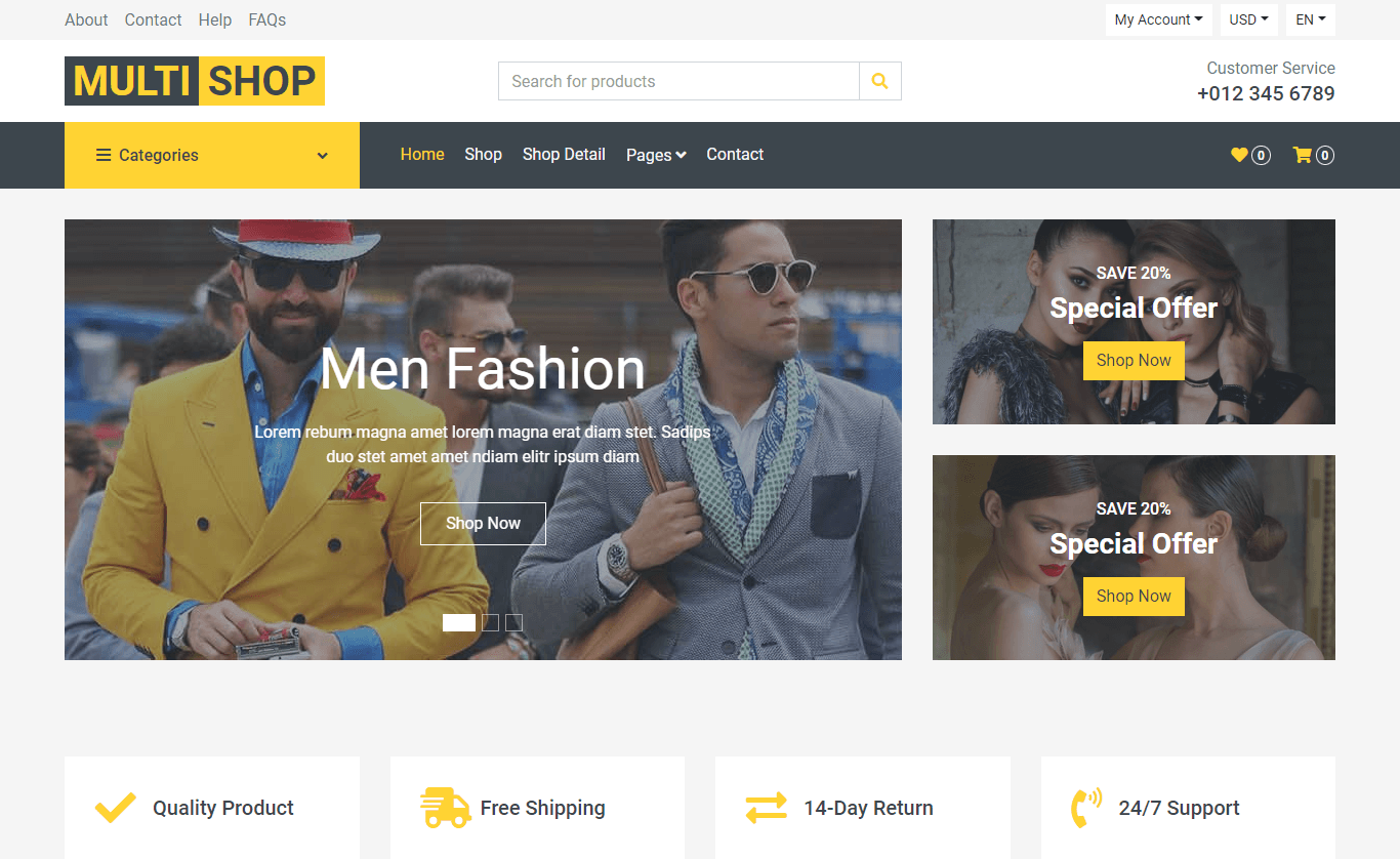 MultiShop - Free Responsive Bootstrap 4 Ecommerce Website Template