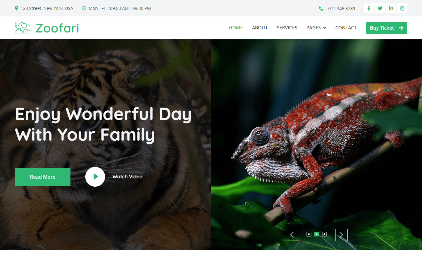 Zoofari - Free Responsive Bootstrap 5 HTML5 Wildlife Website Template
