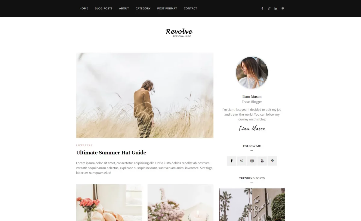 Revolve - Free Responsive Blogging Website Template