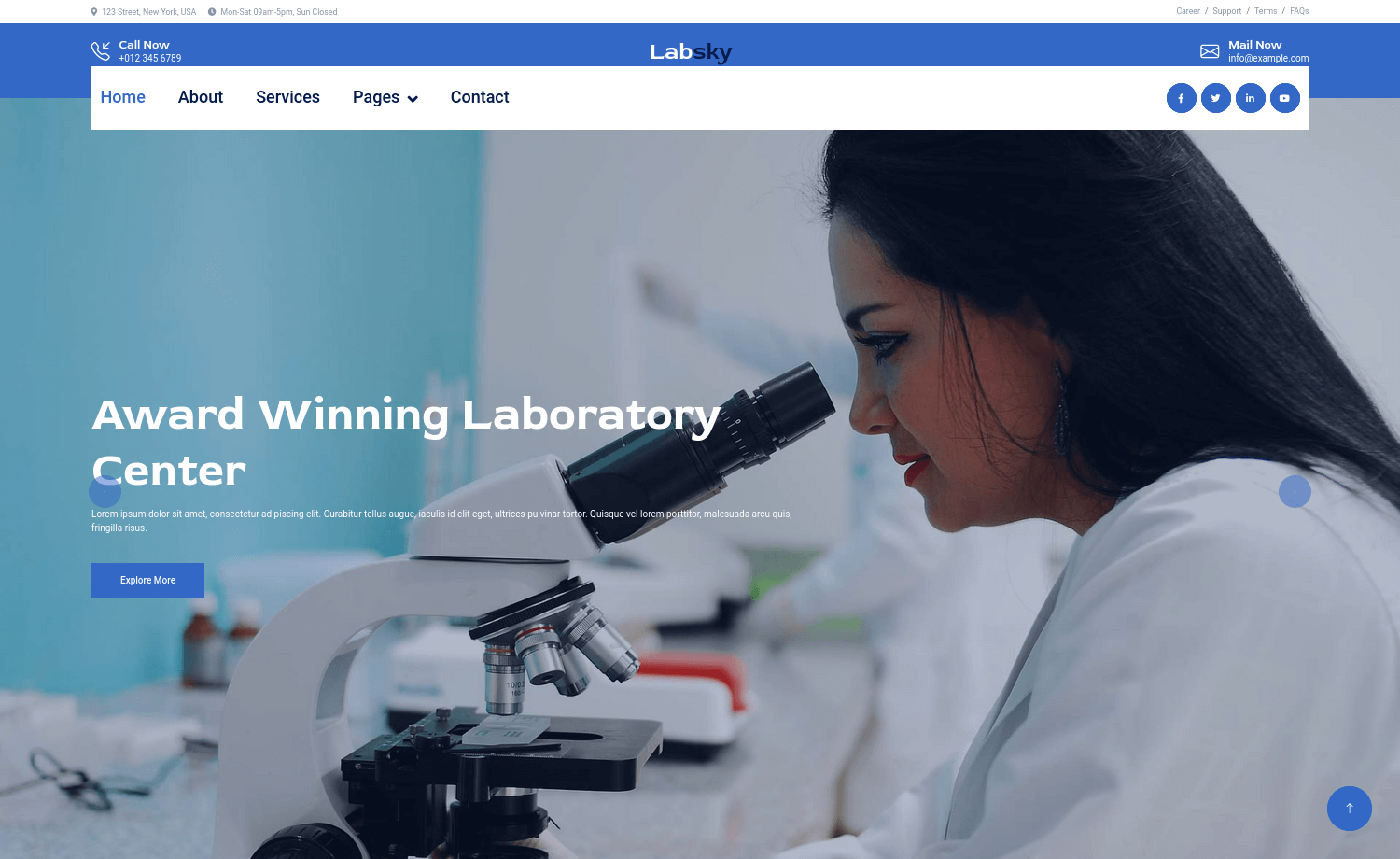Free Responsive Pathology Lab Landing Page Template