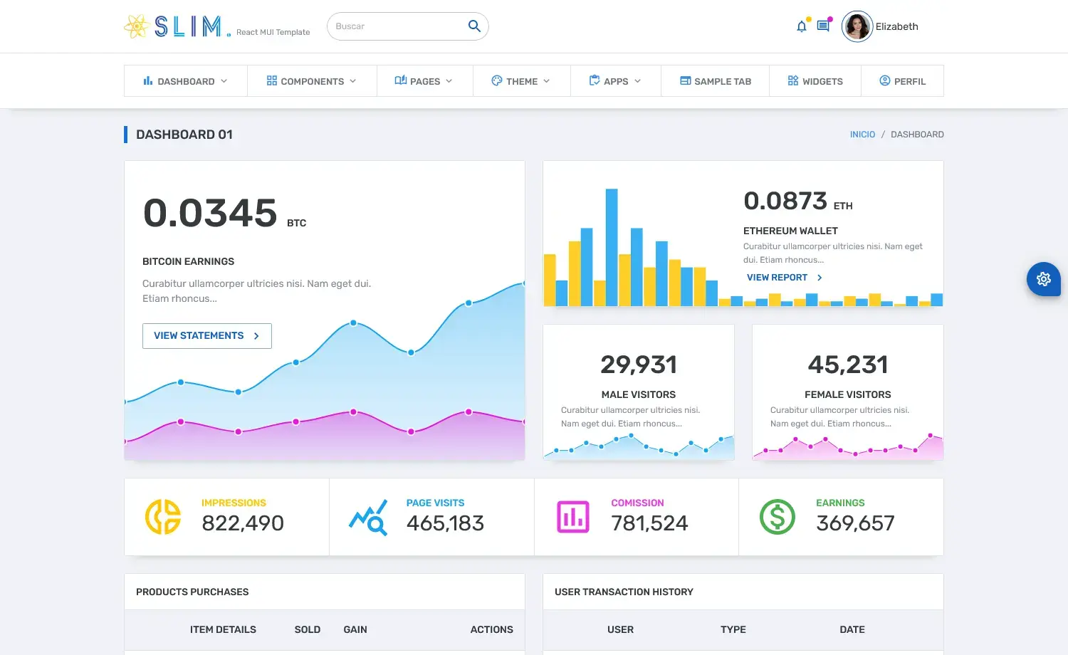 Free Material-UI Admin Dashboard Template React