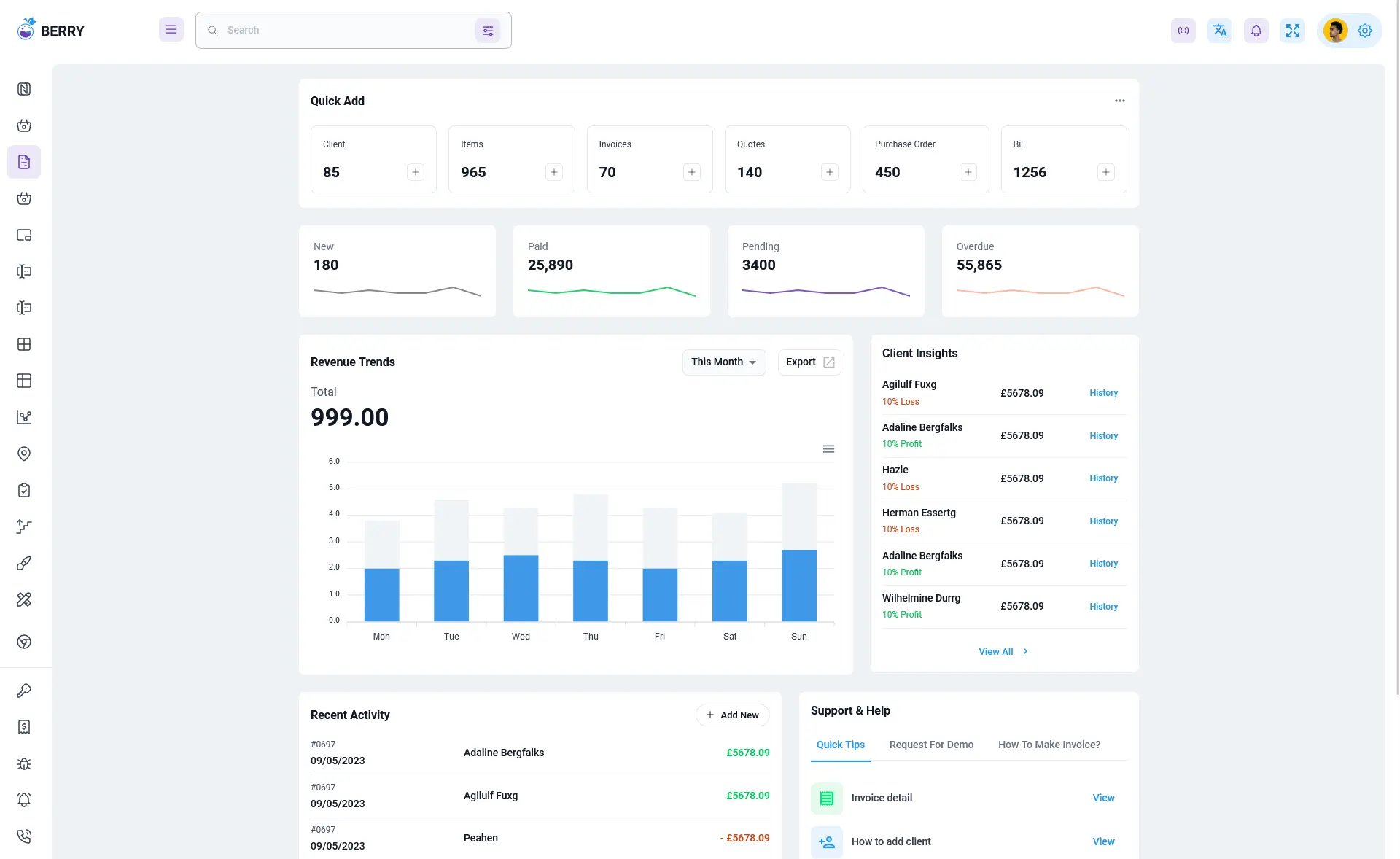Berry MUI Dashboard Template