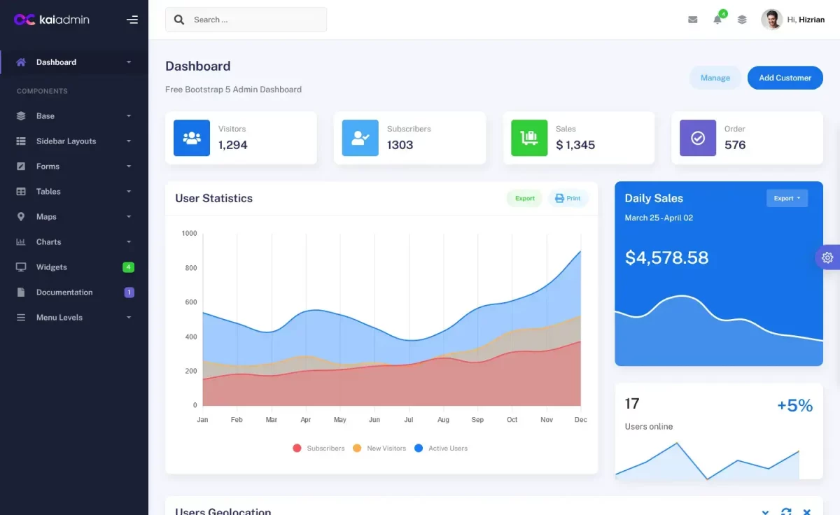 Free Responsive Bootstrap 5 Admin Dashboard Template