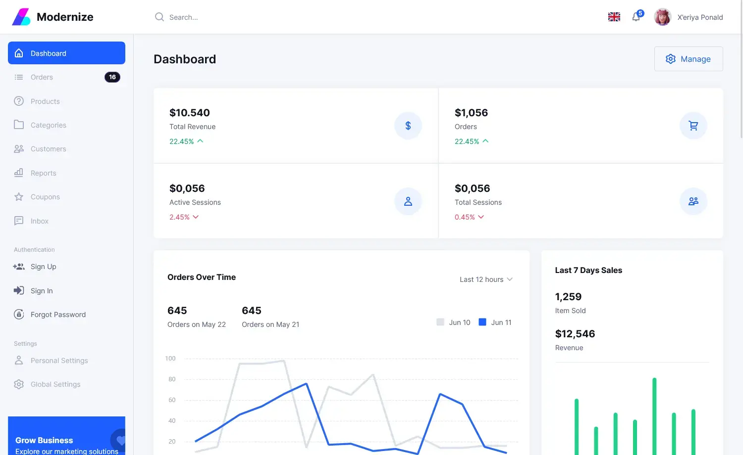 Modernize - Free Material UI Admin Dashboard Template - ThemeWagon