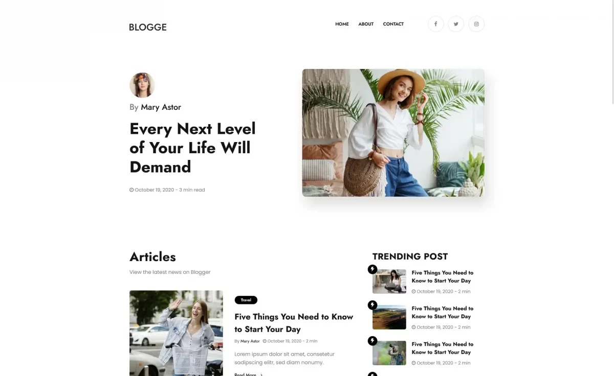 Free Multipage Responsive Blogging Website Template