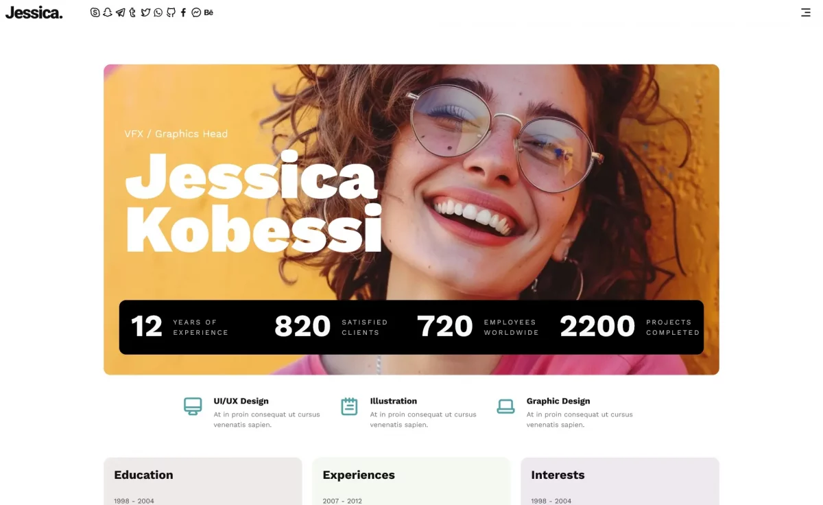 Jessica Free Bootstrap 5 Responsive Portfolio Website Theme ThemeWagon