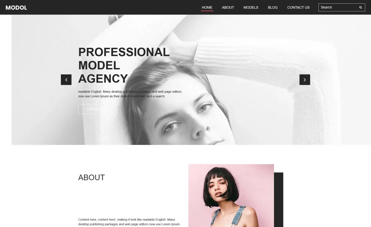 Free Responsive Model Agency Website Template