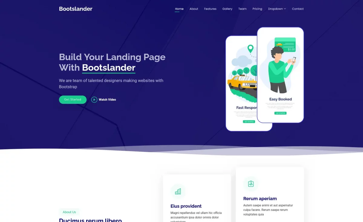 BootsLander Free Responsive Bootstrap 5 Business & Corporate Template