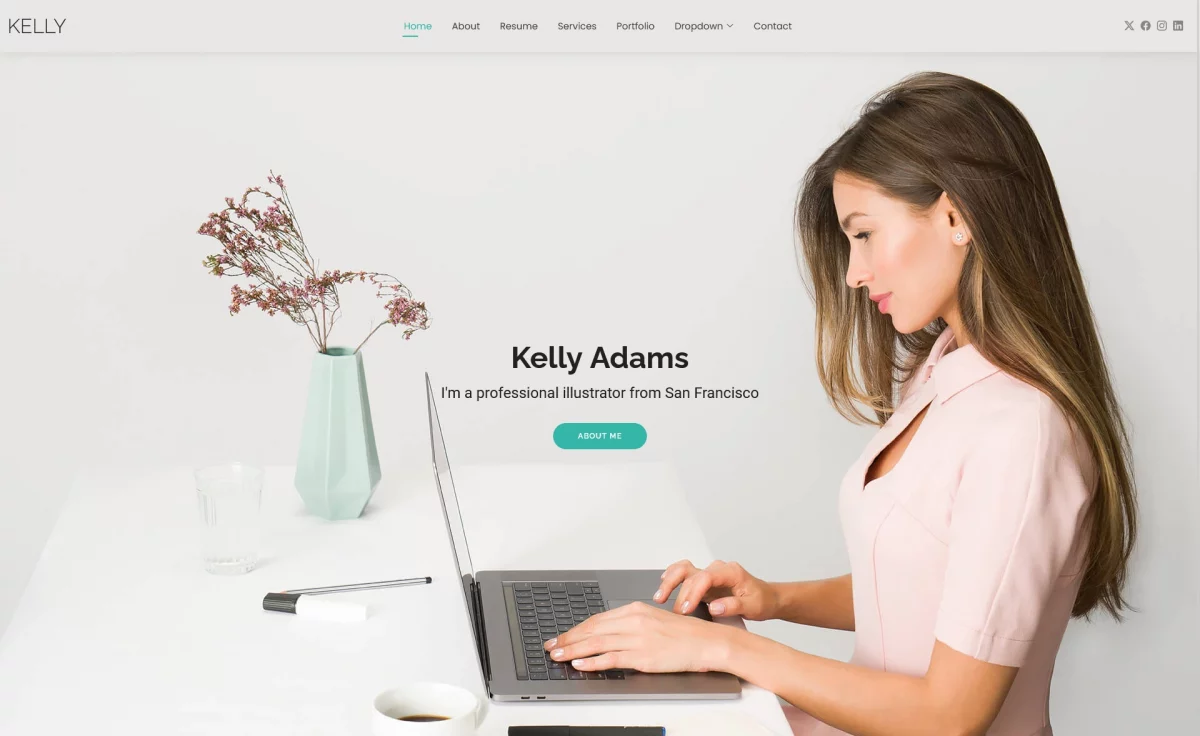 Kelly - Free Responsive Multipage Portfolio Website Template