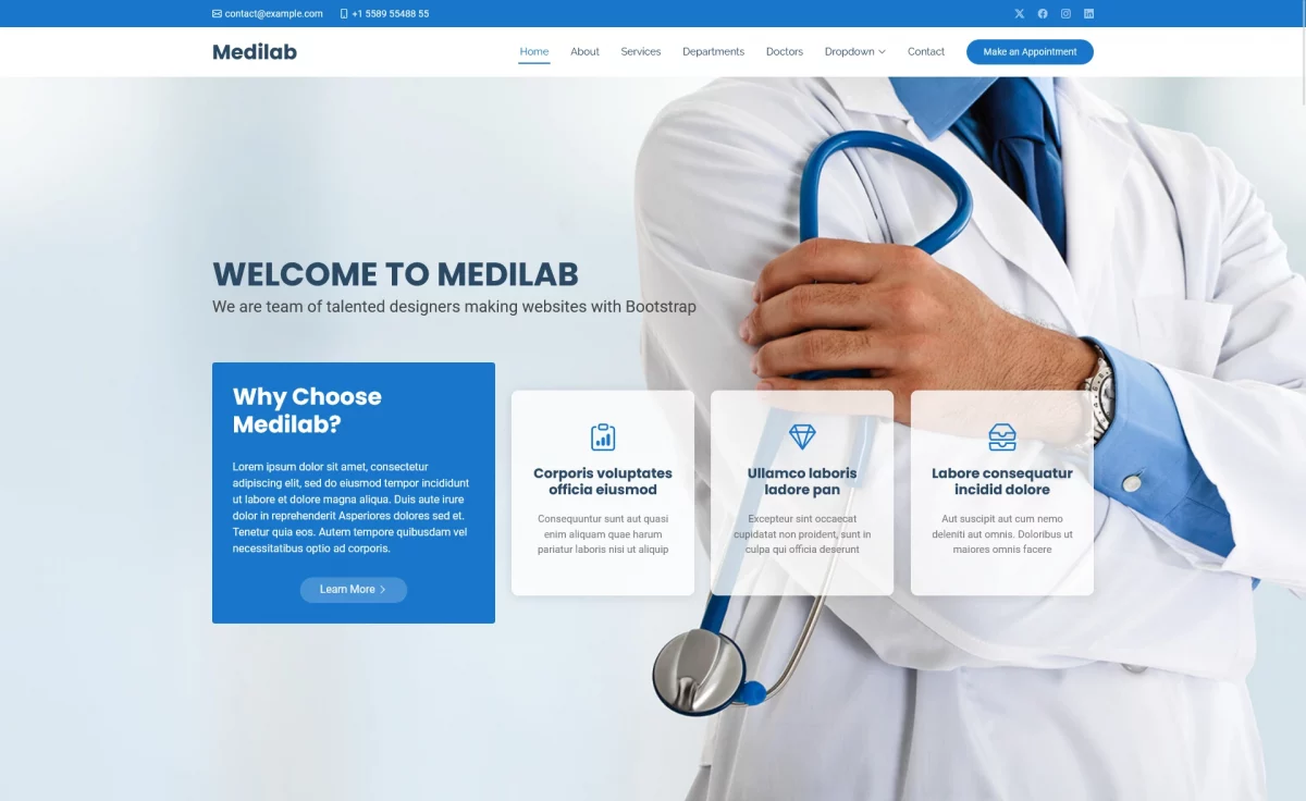 MediLab - Free Responsive Medical Website Template