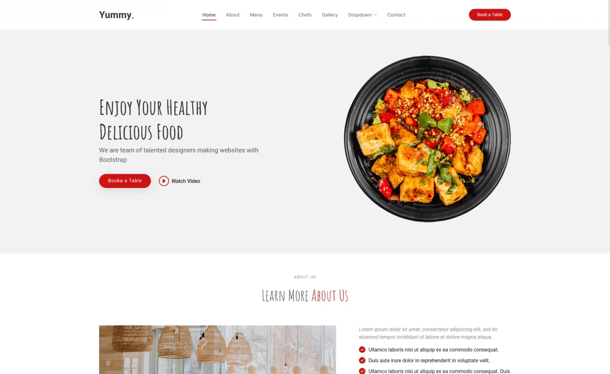 Yummy - Free Responsive Bootstrap 5 One-Page Restaurant Template