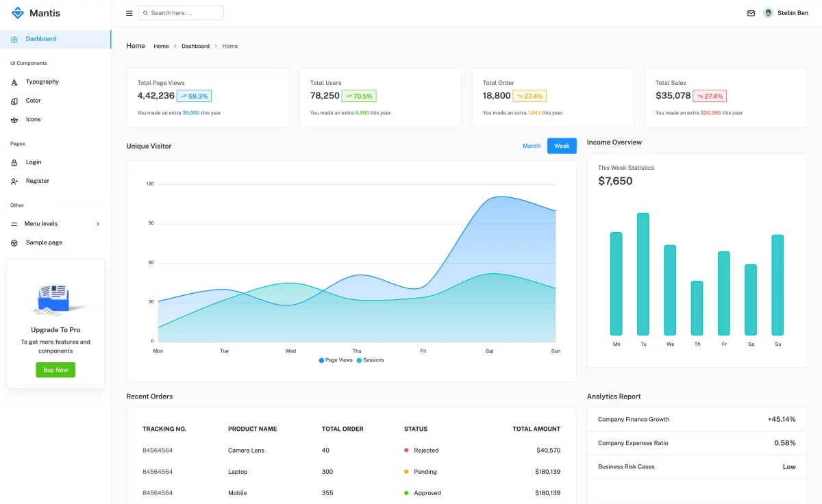 Mantis - Free Responsive Bootstrap 5 Admin Template