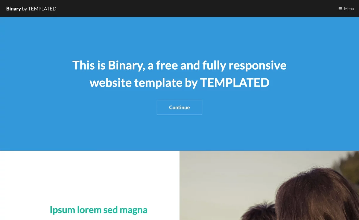 Binary - Free Responsive HTML5 Landing Page Template