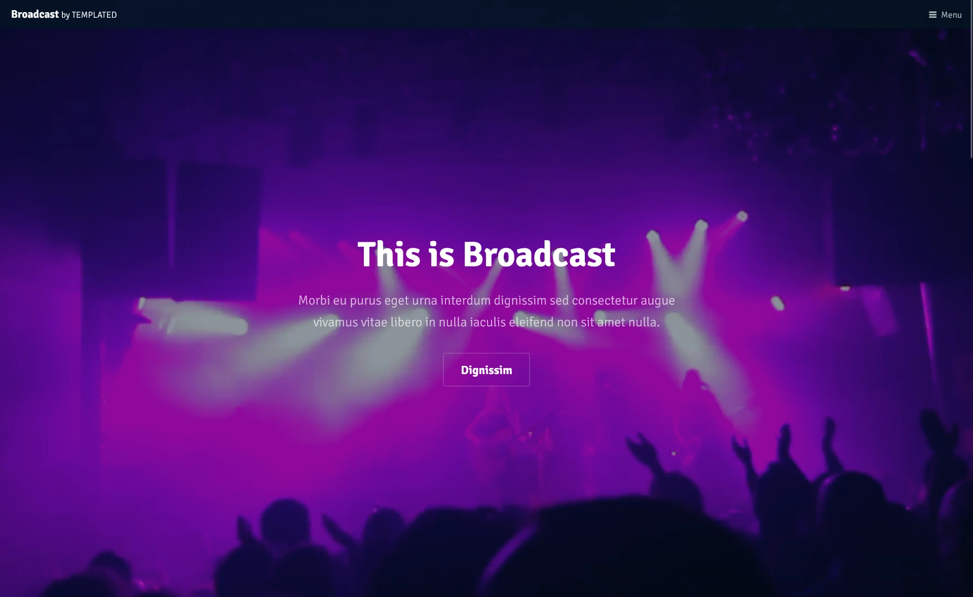 Broadcast free responsive html5 entertainment website template