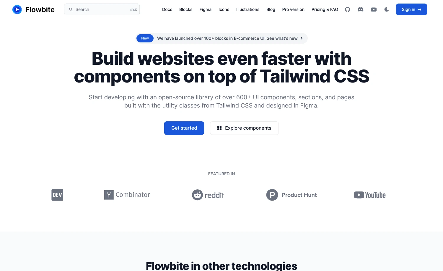 FlowBite - Open-source UI library for SaaS