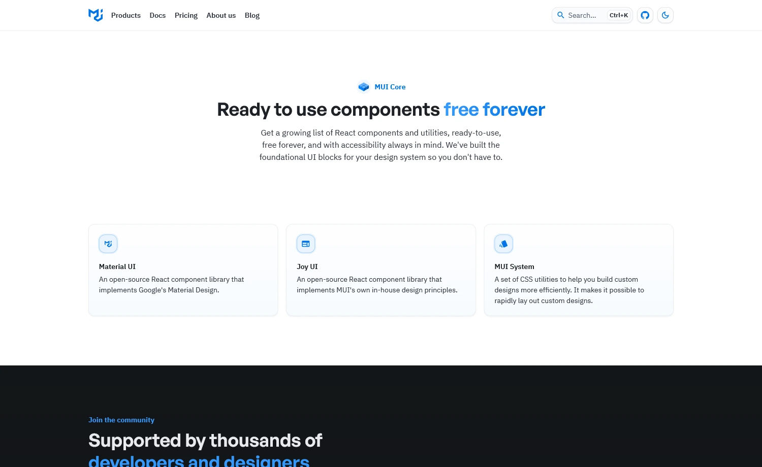 Material UI - UI libraries for SaaS dashboards