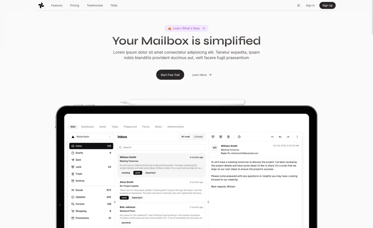 WindMill - Free Tailwind CSS One-Page Template