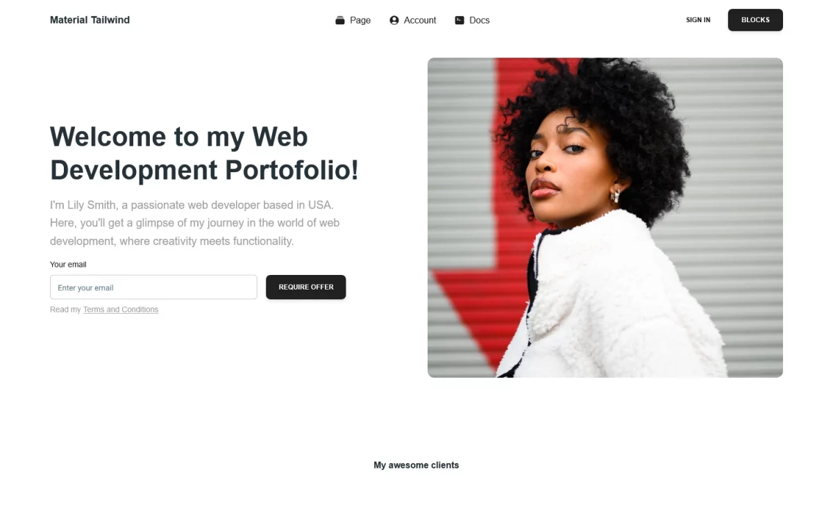 MaterialTailwind - Free Tailwind CSS Portfolio Website Template