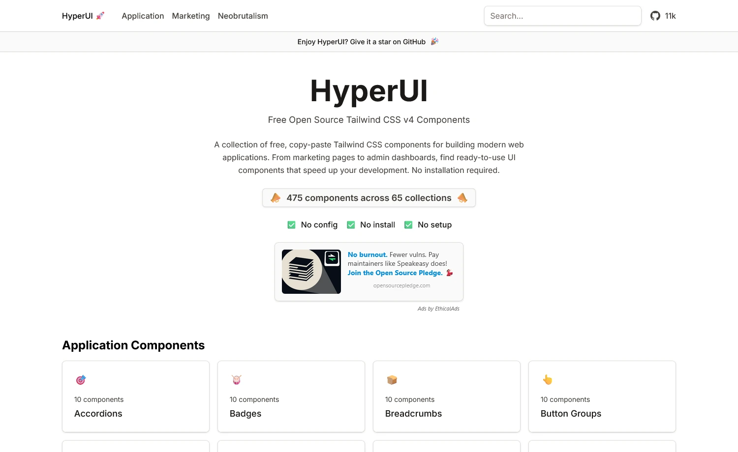 HyperUI - Open-Source UI library