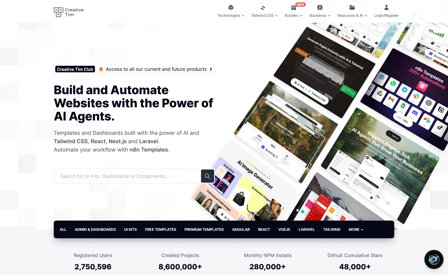 creative tim - website template marketplace