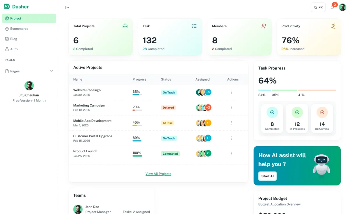 Desher - Free Next.js Admin Dashboard Template