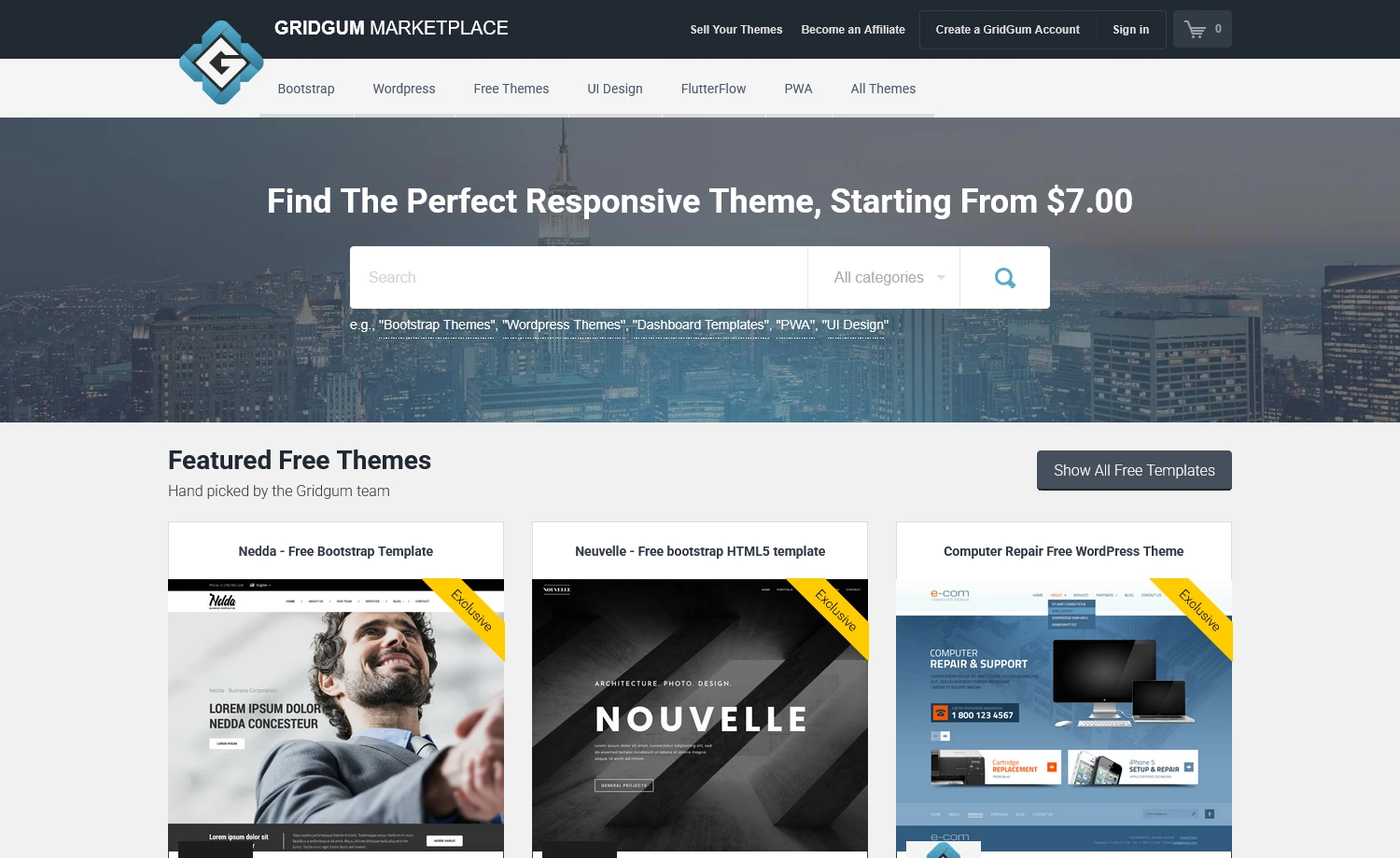 Gridgum - small marketplace for web templates