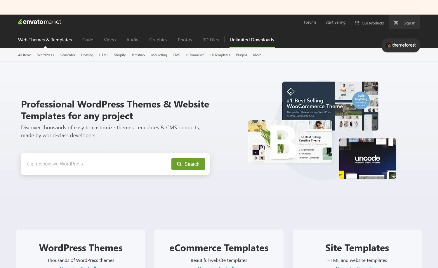 ThemeForest - large template marketplace