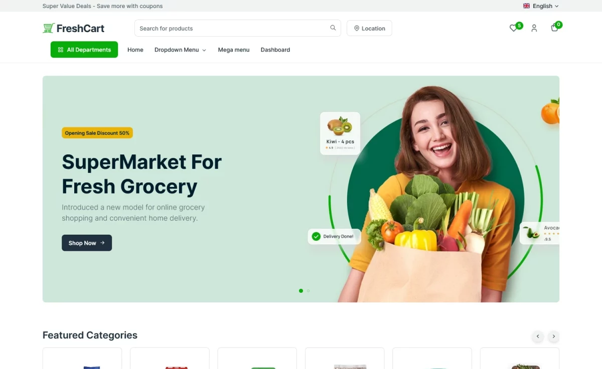 FreshCart - Free Tailwind CSS eCommerce Website Template