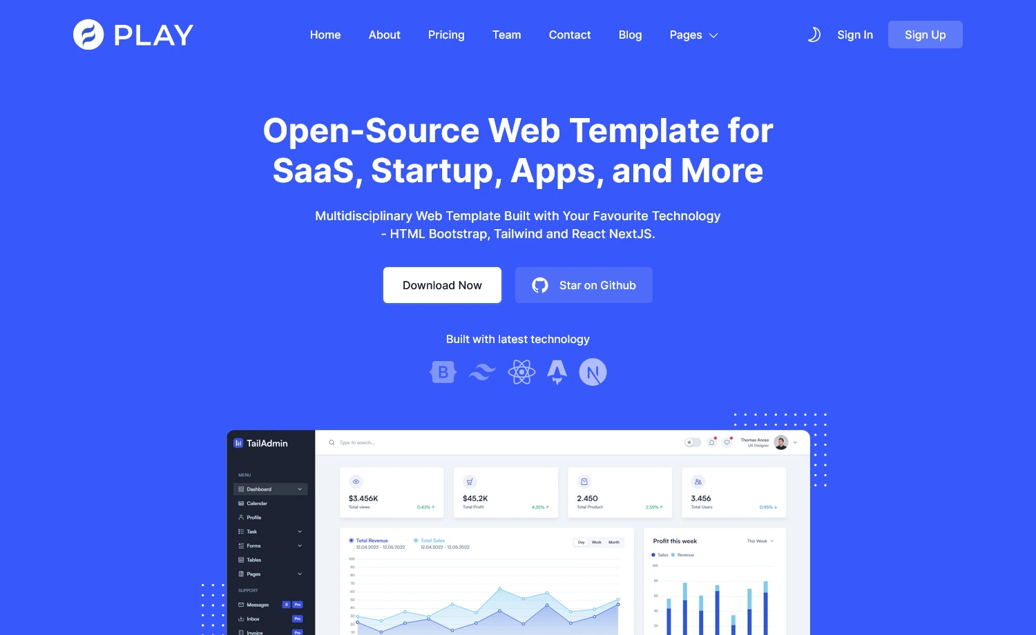 Play - Free Tailwind CSS Business Template