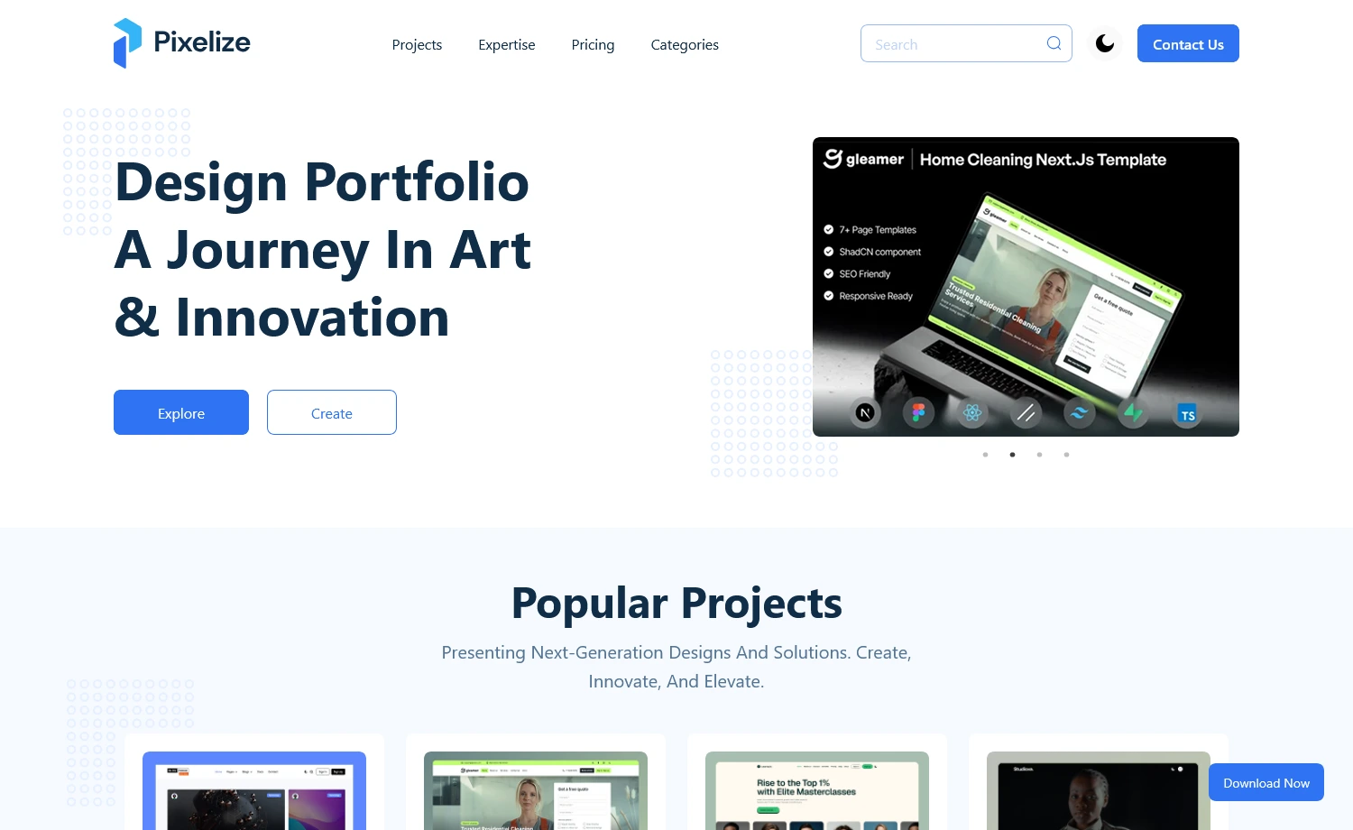 Pixelize - Free Tailwind CSS Portfolio Template