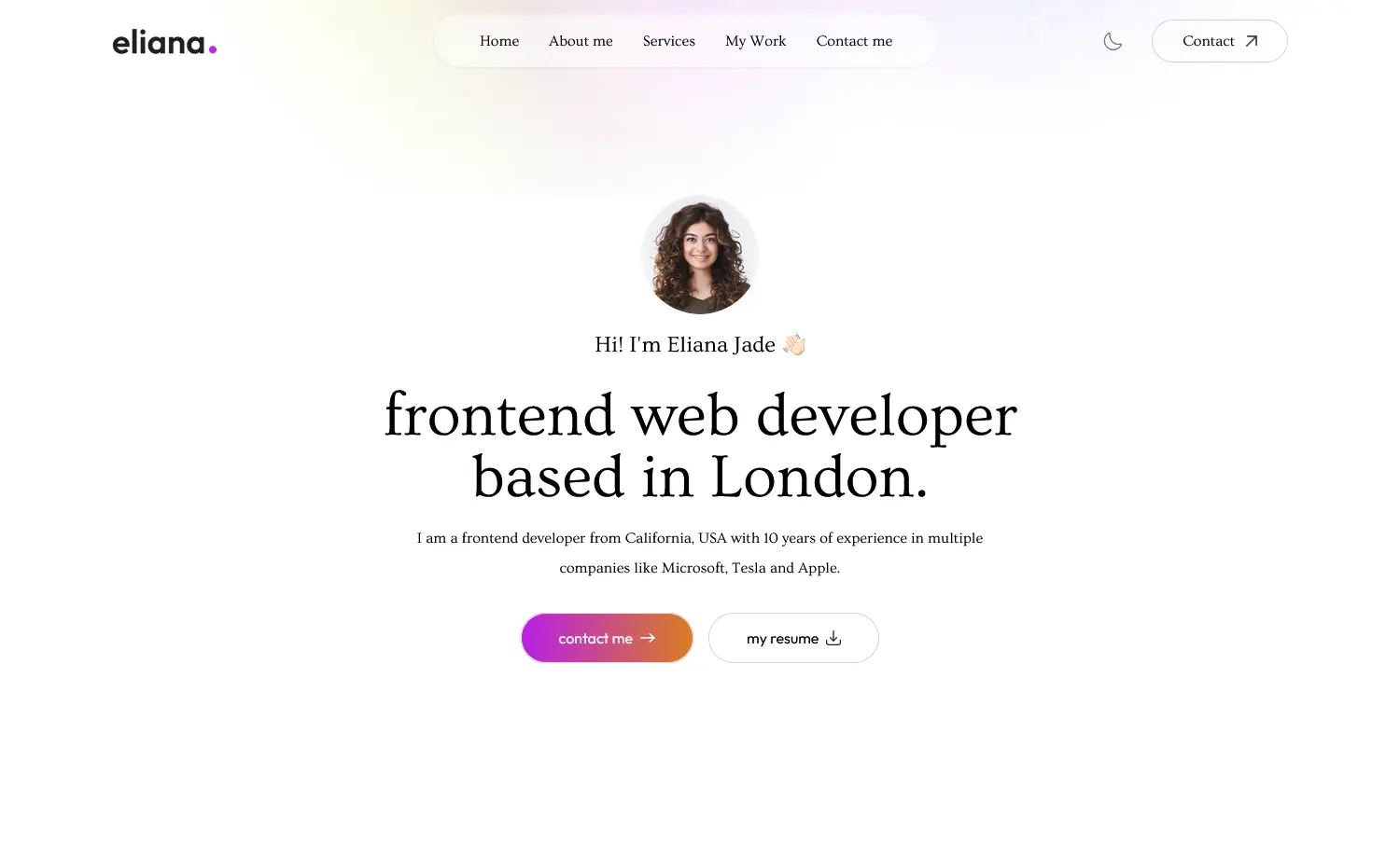 Eliana - Free Tailwind CSS Portfolio Website Template