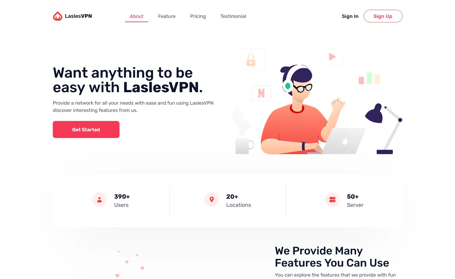 LaslesVPN - Free Tailwind CSS Landing Page Template