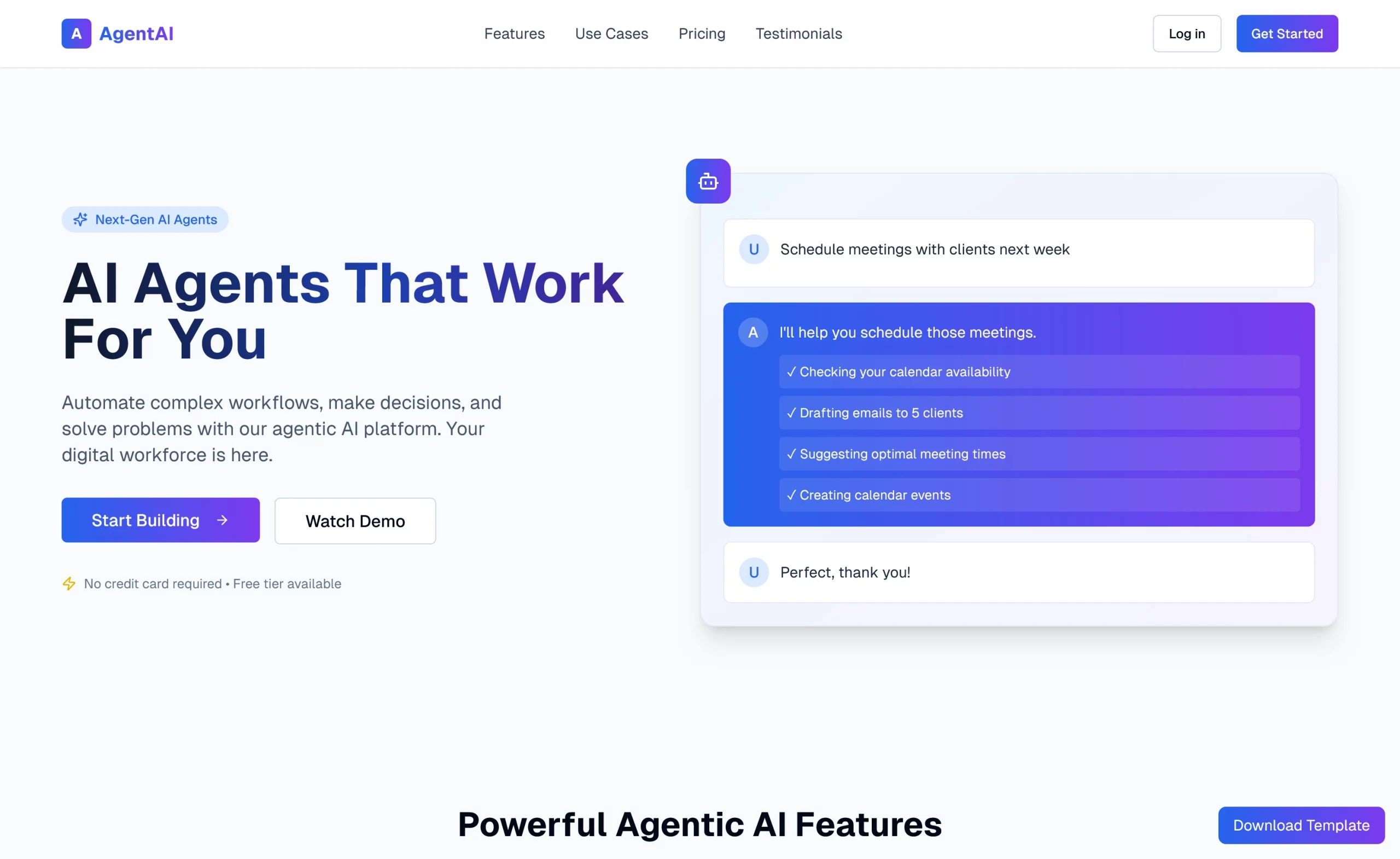 AgentAI - Free Next.js Landing Page Template