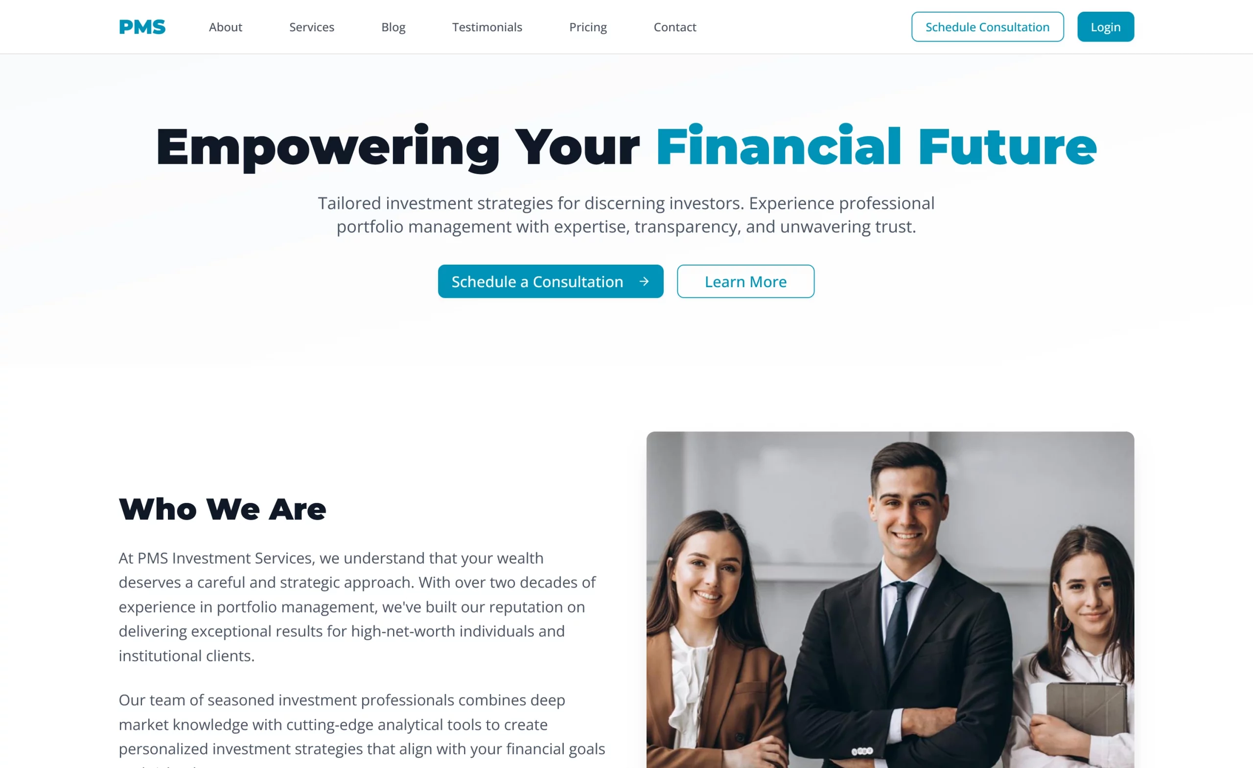 PMS - Free Tailwind CSS Finance Service Website Template