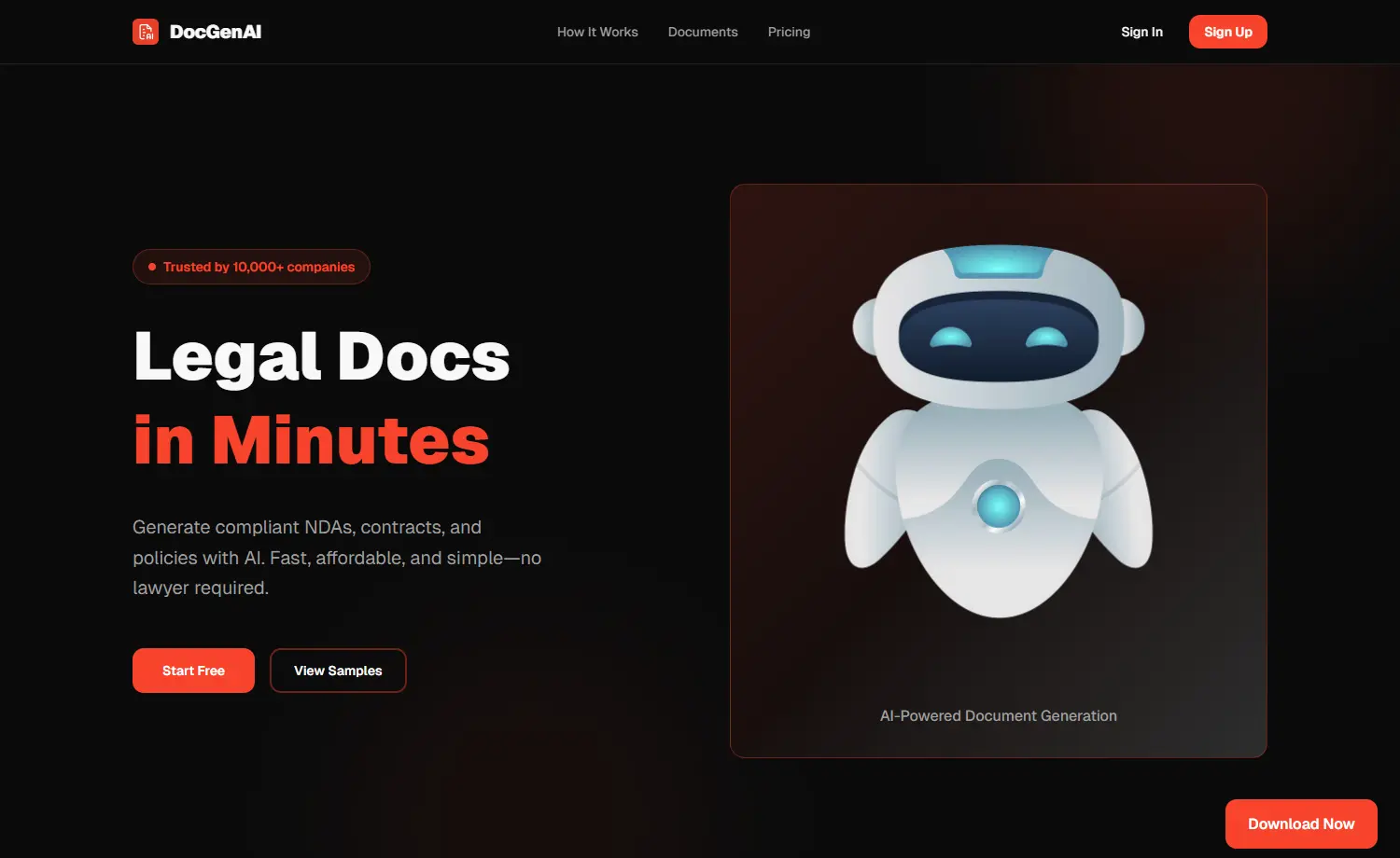DocGenAI - Free Tailwind CSS Landing Page Template