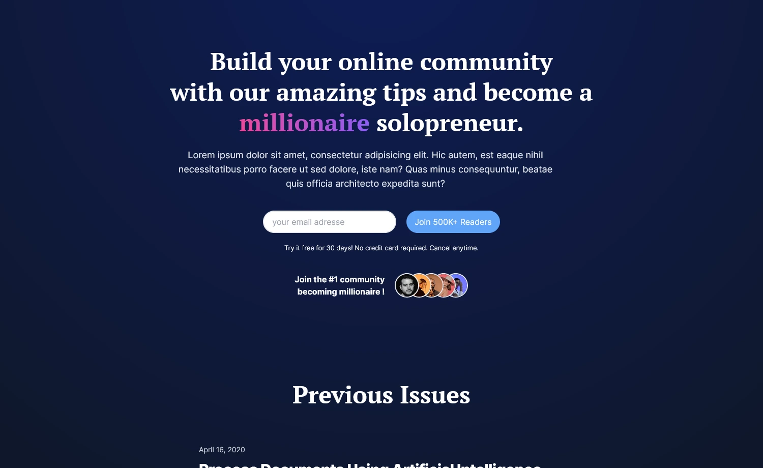 Newsletter - Free Tailwind CSS Landing Page Template