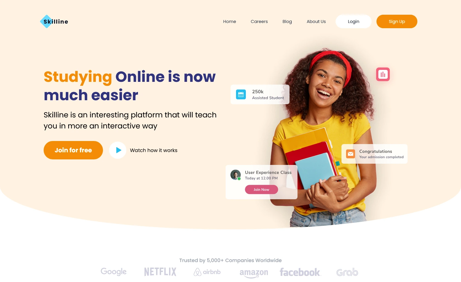 Skilline - Free HTML5 eLearning Landing Page Template