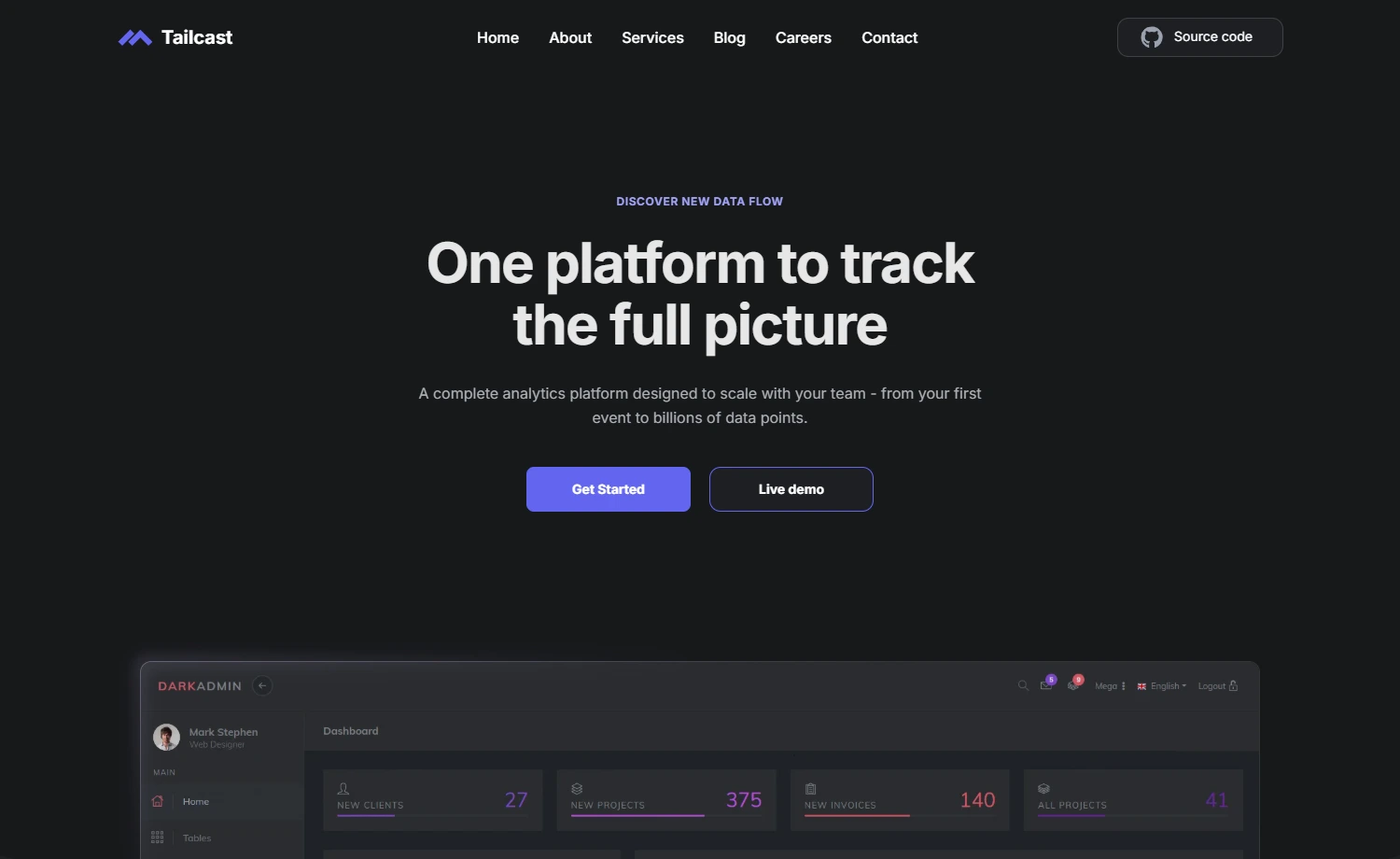 Tailcast - Free Tailwind CSS Business Website Template
