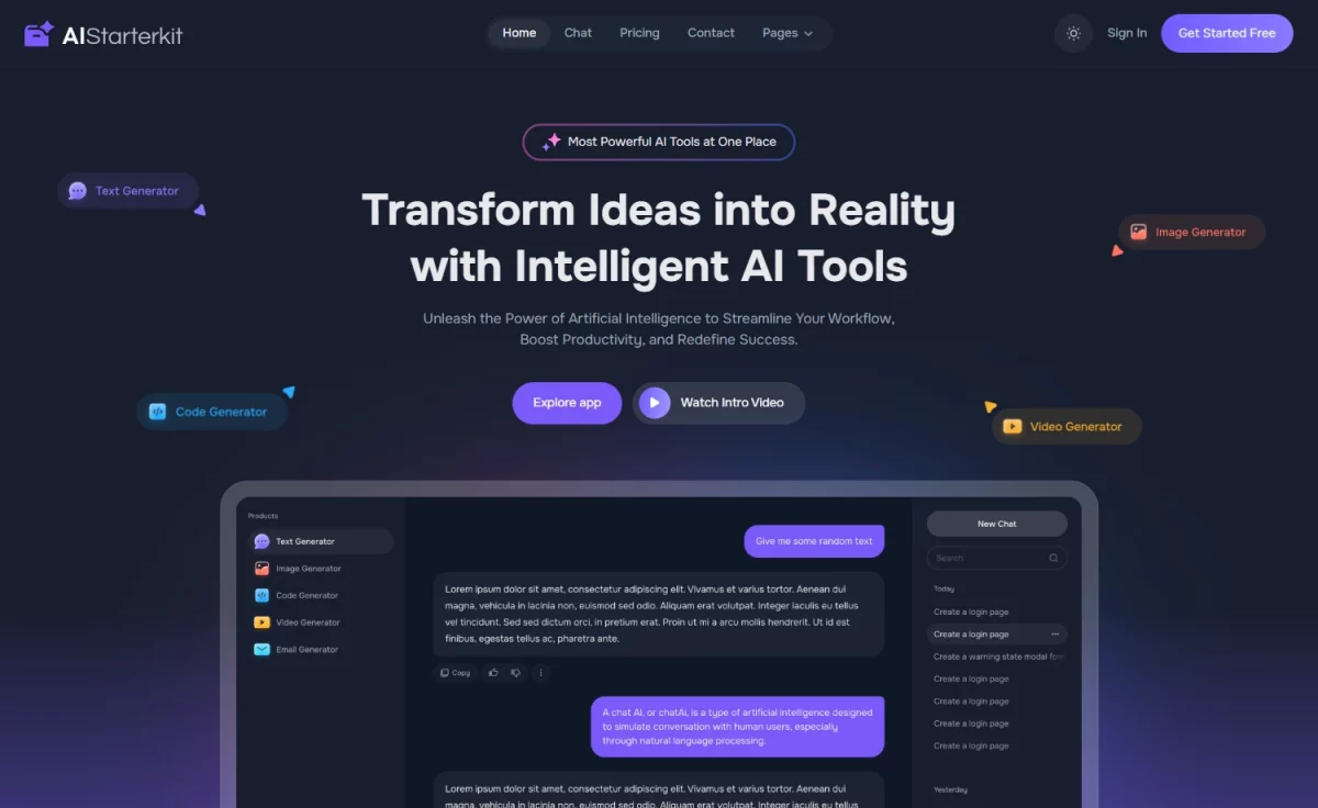 AIStarterKit - Free Tailwind CSS & Next.js SaaS Starter Kit - ThemeWagon