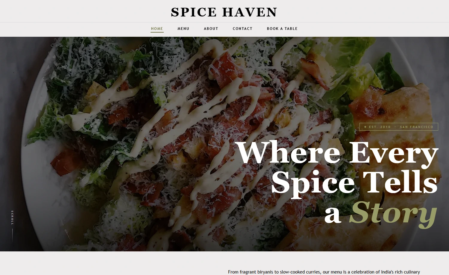 SpiceHaven - Free HTML5 Restaurant Website Template