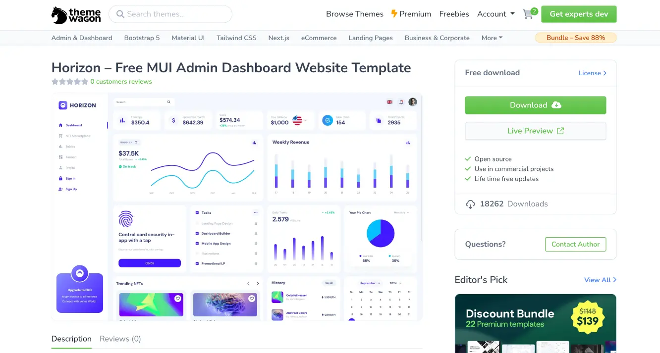 Horizon MUI Responsive Website Template