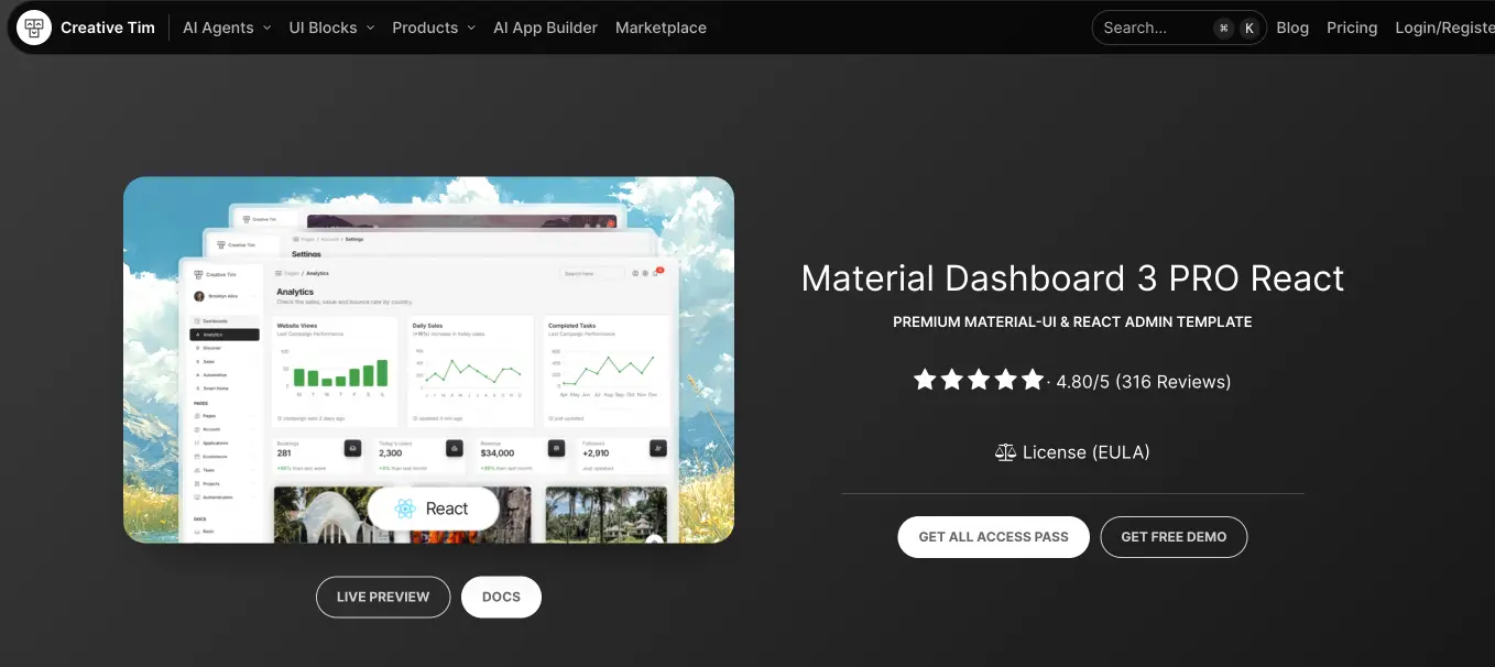 Material Dashboard PRO React Template