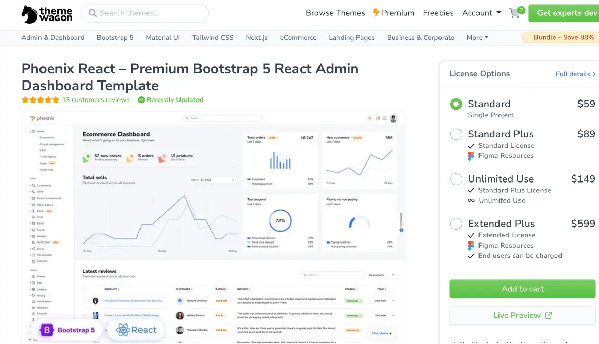Phoenix React SaaS Admin Dashboard Template